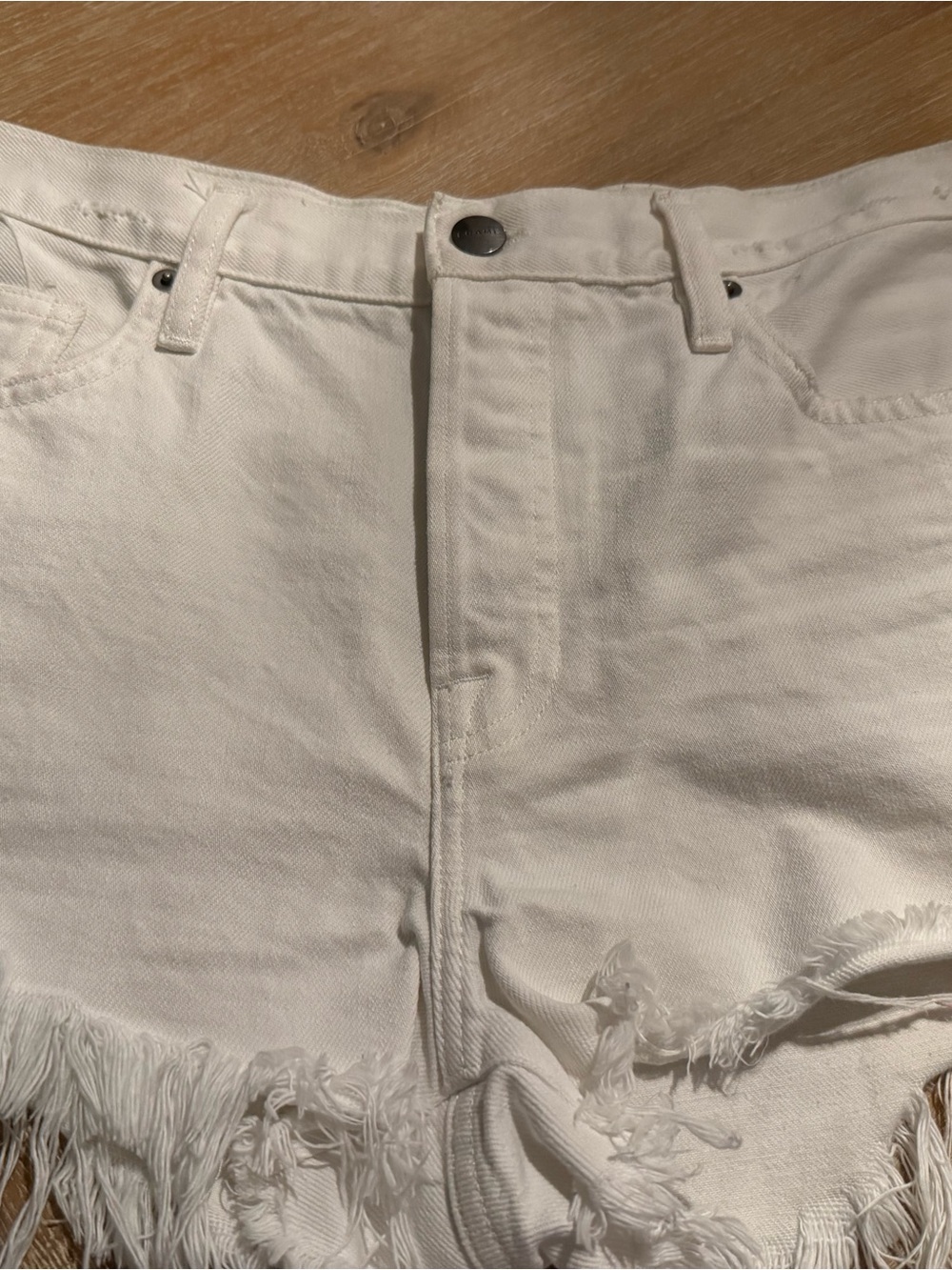 Frame Denim White High-Rise Denim Shorts